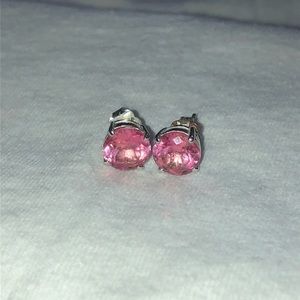 Pink crystal stud earrings